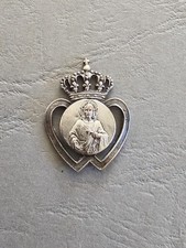 Ancienne Médaille pendentif religieuse - fleur de lys vendée coeurs vendéens