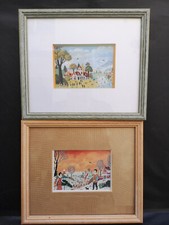 Alain Thomas Peintre 2 tableau reproductions miniatures encadrées