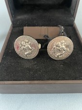 Rare Dunhill St Saint Christopher Sterling Silver 925 cufflinks w/box