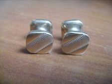 Boutons de manchettes carrés en plaqué or à système de chaînette à ressort