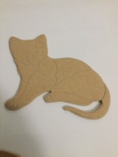 Sujet ou support a decorer en bois medium mdf chat Assis