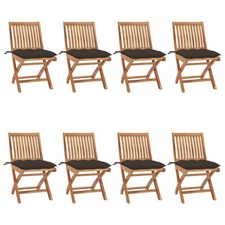 Lot de 4 Chaises Pliables de Jardin avec Coussins Siège Teck Solide vidaXL