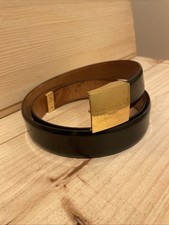 Ceinture Homme Louis Vuitton Cuir Glacé Noir Boucle dorée Taille 100cm / T40
