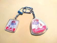 2 ANCIENS PORTE CLÉS CHOCOLAT SUCHARD CHIEN SAINT BERNARD - 60'S