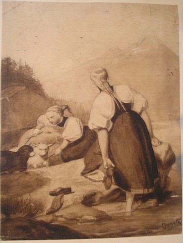 Dessin ancien lavis xixème - ancien,