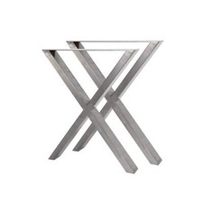 Jeu de 2 Pieds de table en acier brut vernis format X, Pieds de table métal 6...