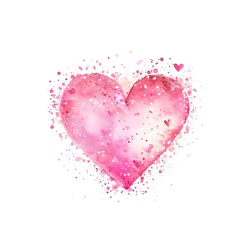 Affiche aquarelle cœur rose - cœur,