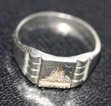 Bague tank chevalière religieuse Art Déco "Le Mont Saint Michel" Normandie