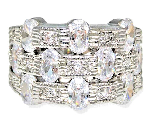 Ring large bande - or, blanc