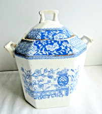 Dentelle de Lunéville, sucrier Art Déco en bleu