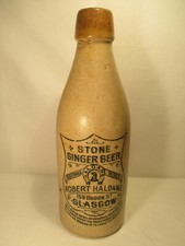 Bouteille de Bière Antique Glasgow Royaume-Uni Céramique Bière Publicité Haldane