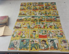 Ancien jeu de carte des 7 familles, caricatures des métiers, complet