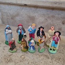 joli lot de 10 Santons Provencaux , terre cuite dont 3 signés Didier