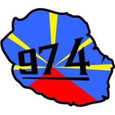Réunion ile carte drapeau - , 974