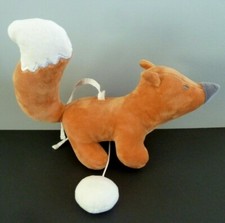 X5. DOUDOU PELUCHE MUSICAL VERTBAUDET RENARD ROUX BLANC GRIS 20cm - TTBE