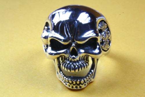 Bague avec crânes style - avec, biker