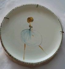 Vallauris Ceramique Cerenne Jeune Fille  En Robe ,Plate Vallauris Little Girl 