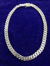24 " 162g Hommes Solide Véritable Argent Sterling 925 Cubain Courbe 10mm Collier