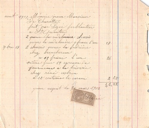 Facture 1902 memoire - , de