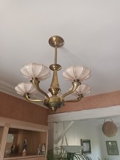 Important Lustre  Art Déco Néo Classique Bronze et Opaline vers 1950