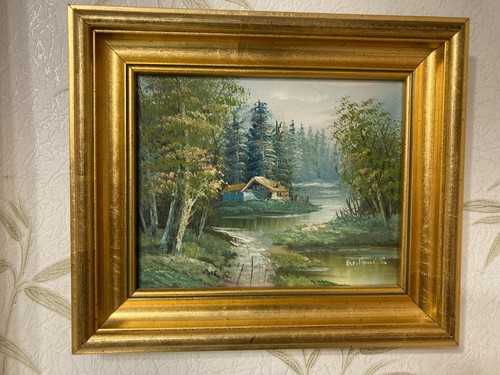 Huile sur toile maison bord - toile,
