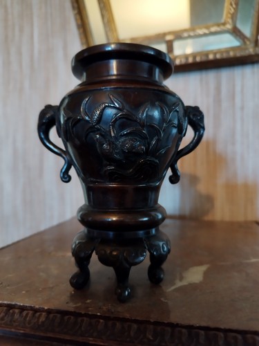 Vase bronze japonais décor - bronze,