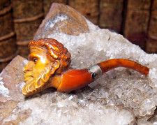 PIPE FUME CIGARETTE  EN ÉCUME DE MER SCULPTÉE " brule gueule tête de barbu"