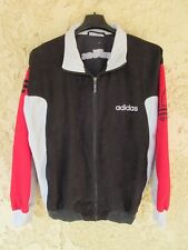 Veste ADIDAS peau de pêche vintage noir jacket TREFOIL années 80 90 giacce S 168