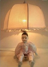 Lampe pierrot la lune poupée vintage années 80 rare de chevet où de table 