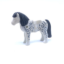 PLAYMOBIL * ECURIE * Poney Blanc Tacheté Gris avec Selle 3119 Usé/Sali
