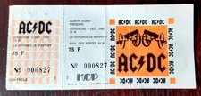 ticket billet unused place concert AC/DC 1982   PARIS