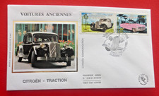 ENVELOPPE FDC  SUR SOIE  1er jour : 2000  VOITURES ANCIENNES   CITROEN  TRACTION