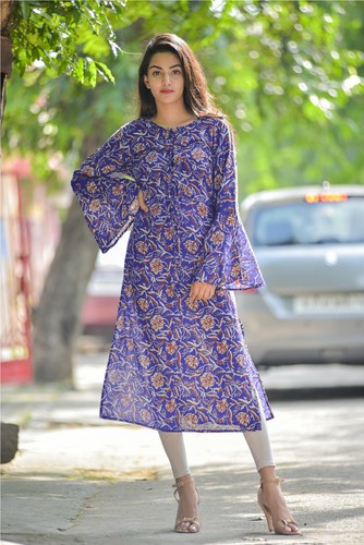 Indien bleu floral 100 coton - indien,