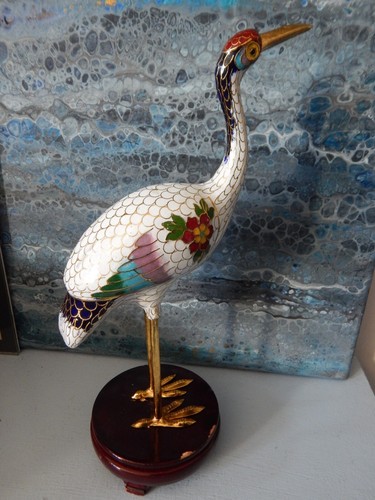 Héron émail cloisonné - en,