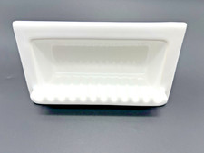 Ancien porte savon mural encastrable en faïence émaillée blanche,  vintage