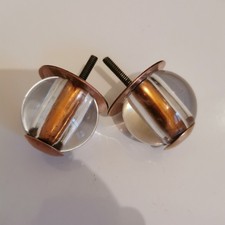Paire de boutons de porte meuble ART DECO Verre et laiton