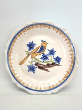 Ancienne assiette faïence polychrome décor oiseau fleurs bleues – style Nevers