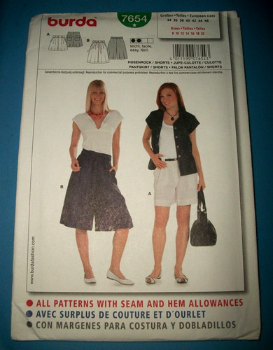 Miss burda 7654 - pattern, shorts