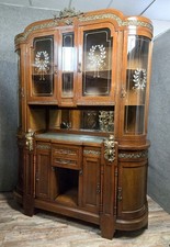 Très Rare buffet bibliothéque aux Putti Empire de forme demie lune en acajou