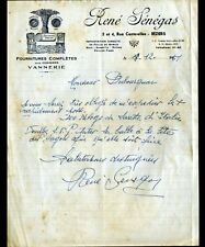 BEZIERS (34) FOURNITURES pour VANNIER & CHAISIER / VANNERIE "René SENEGAS" 1951