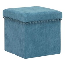 Pouf Coffre Pliable "Mémo" 40cm Bleu Canard