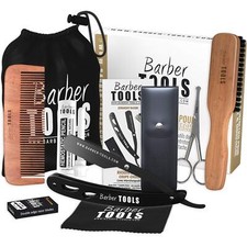 Coffret barbe et rasage pour homme | Rasoir coupe choux brosse à barbe peigne...