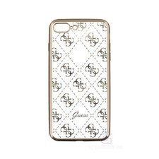 COQUE SOUPLE GUESS POUR IPHONE 5 5S SE TRANSLUCIDE AVEC CONTOURS ET LOGO DORE OR