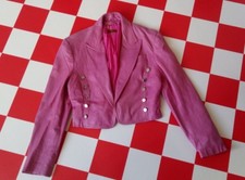 Veste cuir T38/40 M Spencer Cuir Rose Vintage blouson cuir manteau rose bonbon 