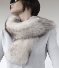 Fourrure Écharpe Renard Bleu Étole Col Manteau Filets Cou Chaud Nature Écru