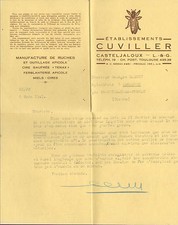 47 CASTELJALOUX COURRIER ETS CUVILLER MANUFACTURE DE RUCHES APICULTURE 1943