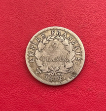 Belle monnaie de 2 Francs 1812 W, Napoléon Ier tête laurée, Empire Français