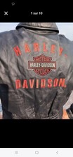 Blouson femme Vintage cuir noir Motor Harley Davidson Cycles taille L