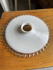 Ancien abat jour opaline Monte et baisse Lustre Suspension Luminaire Lampe blanc