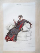 GAVARNI (1804-1866) BELLE LITHO XIX° HOMME DANDY ROBE DE CHAMBRE COSTUME MODE